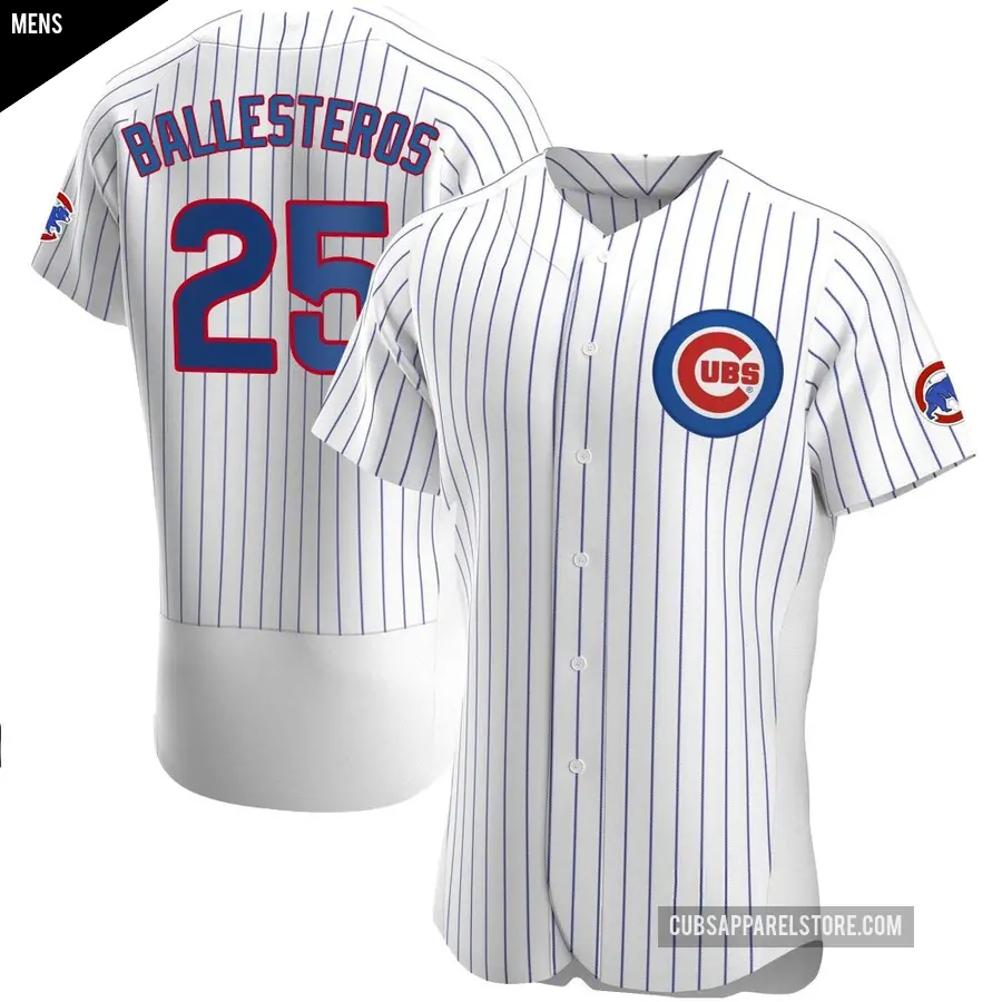 Men's Chicago Cubs ＃25 Moises Ballesteros Authentic White Home Jersey