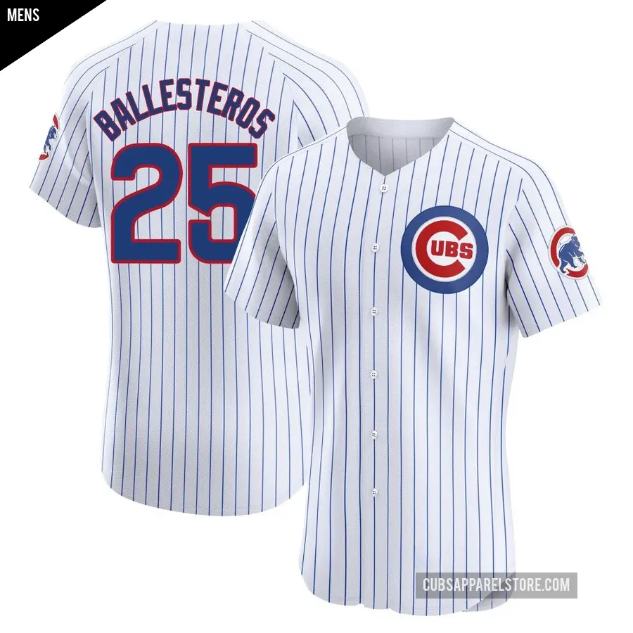 Men's Chicago Cubs ＃25 Moises Ballesteros Elite White Home Jersey