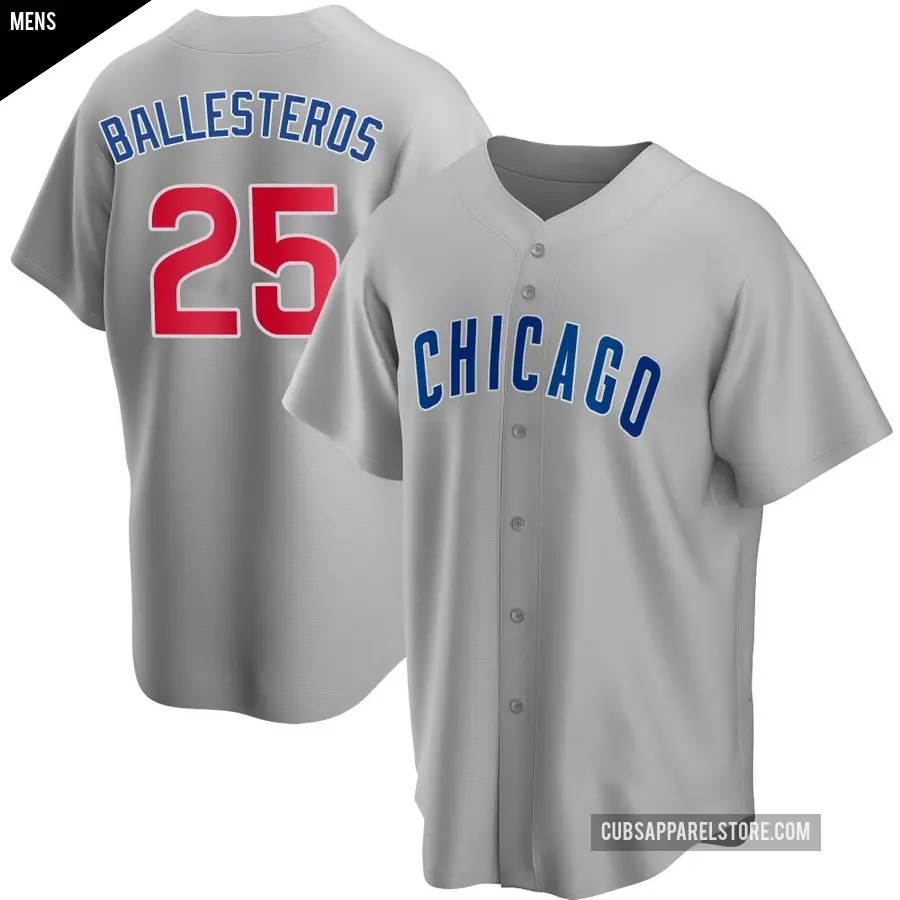 Men's Chicago Cubs ＃25 Moises Ballesteros Replica Gray Road Jersey
