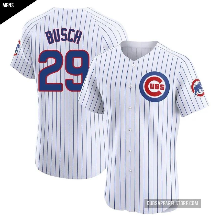 Men's Chicago Cubs ＃29 Michael Busch Elite White Home Jersey