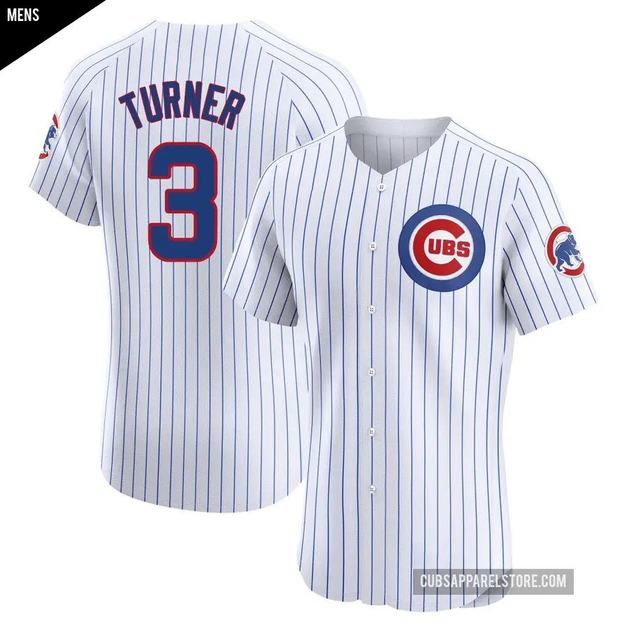 Men's Chicago Cubs ＃3 Justin Turner Elite White Home Jersey