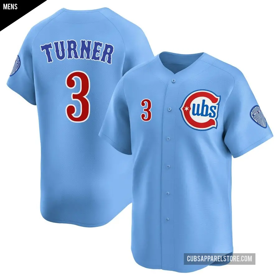 Men's Chicago Cubs ＃3 Justin Turner Limited Royal 2nd Alternate Jersey