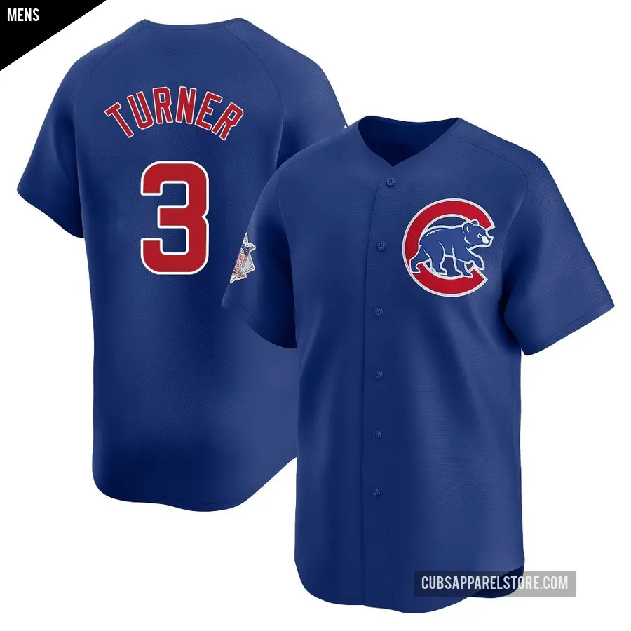 Men's Chicago Cubs ＃3 Justin Turner Limited Royal Alternate Jersey
