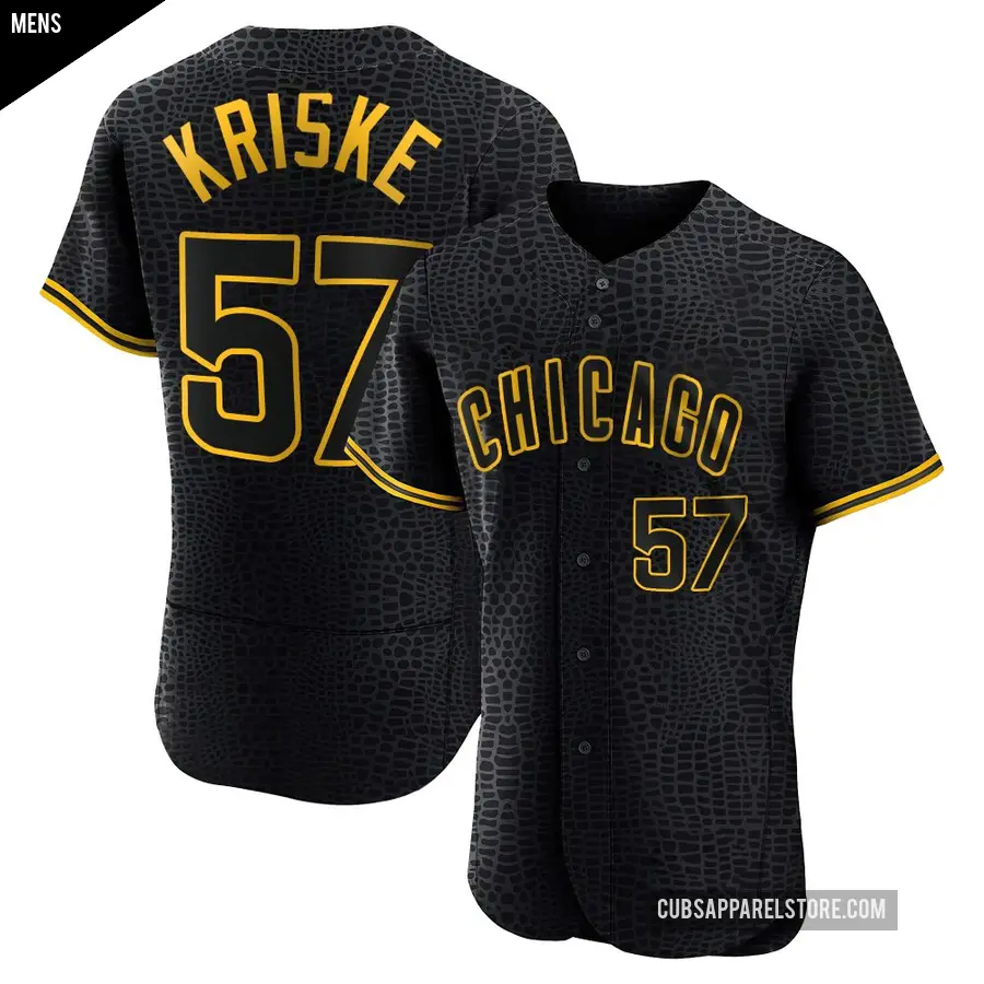 Men's Chicago Cubs ＃57 Brooks Kriske Authentic Black Snake Skin City Jersey