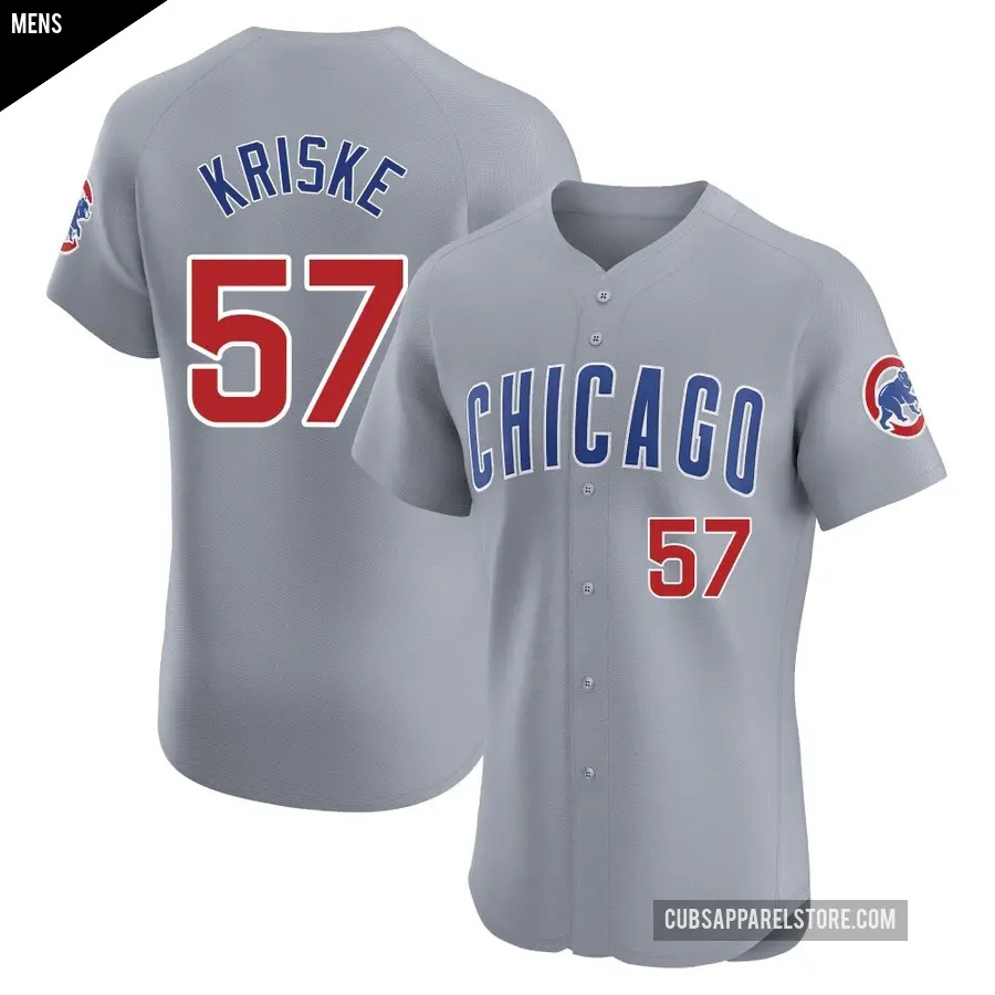 Men's Chicago Cubs ＃57 Brooks Kriske Elite Gray Road Jersey