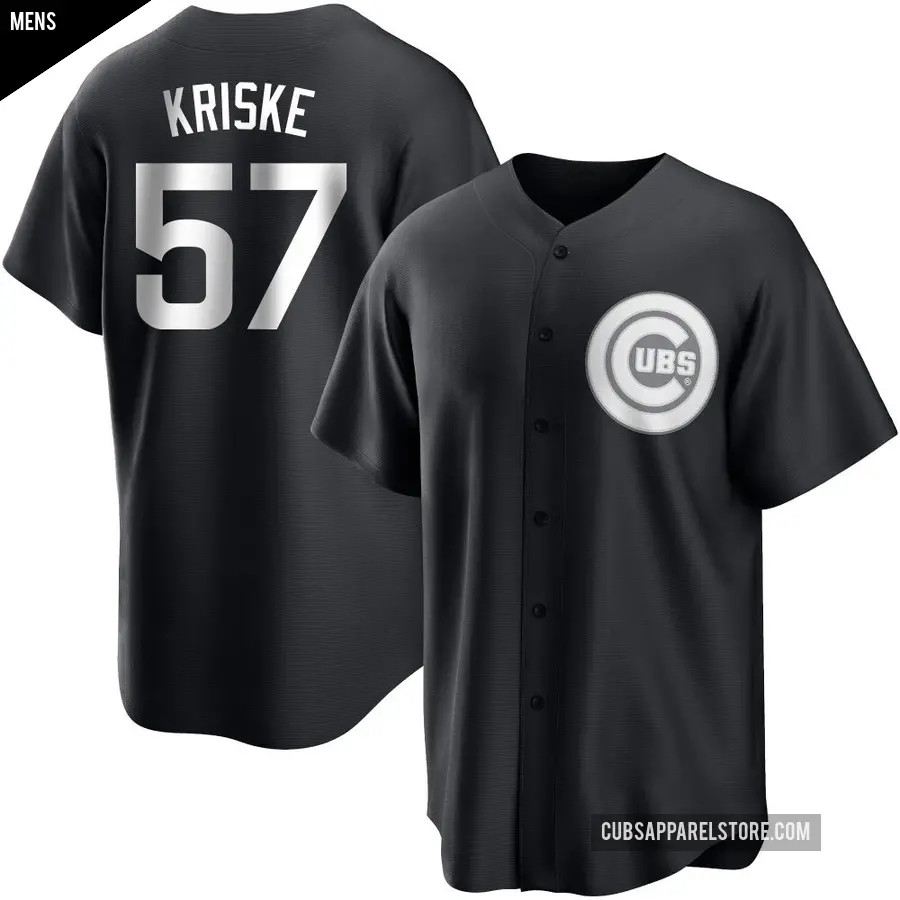 Men's Chicago Cubs ＃57 Brooks Kriske Replica Black/White Jersey