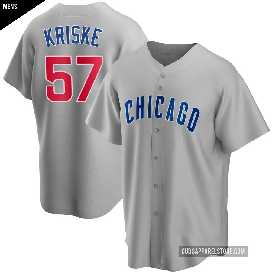Men's Chicago Cubs ＃57 Brooks Kriske Replica Gray Road Jersey