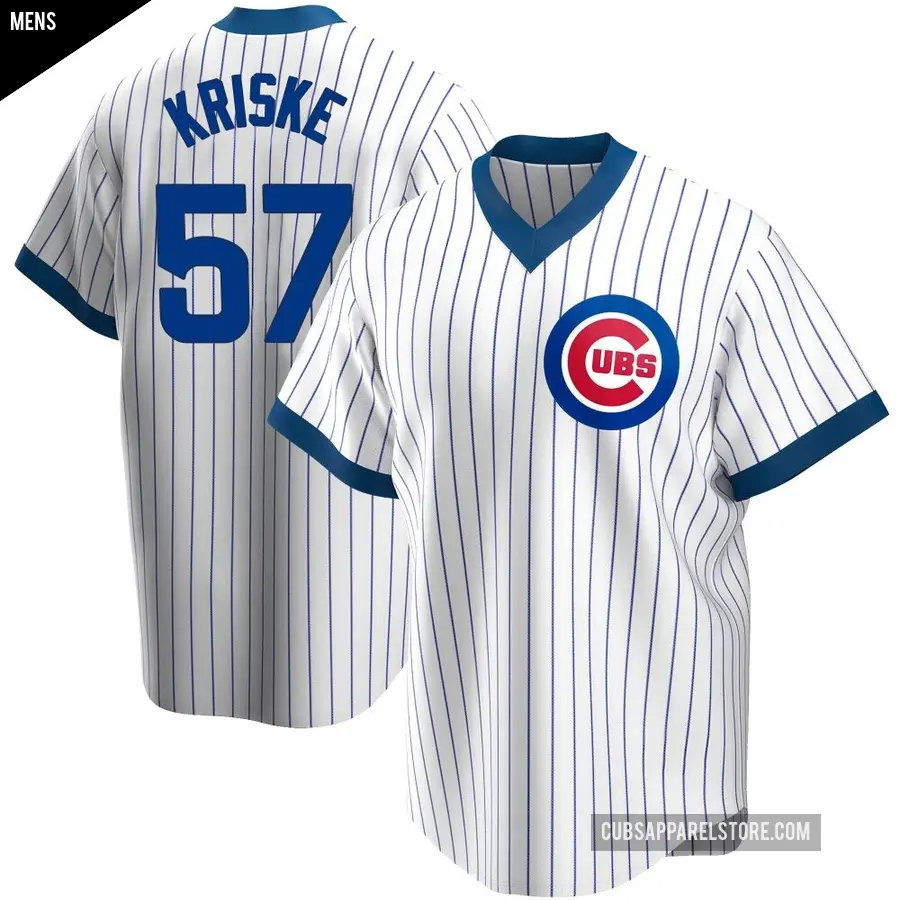 Men's Chicago Cubs ＃57 Brooks Kriske Replica White Home Cooperstown Collection Jersey