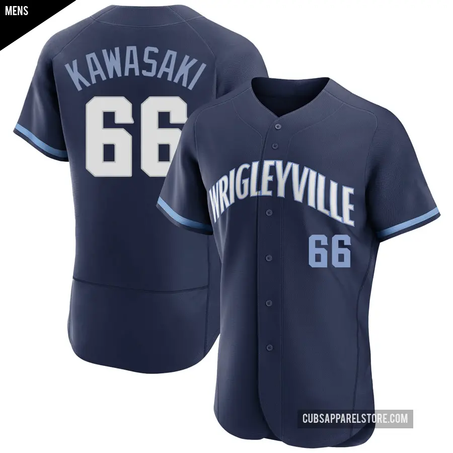 Men&#039;s Chicago Cubs &#65283;66 Munenori Kawasaki Authentic Navy 2021 City Connect Jersey
