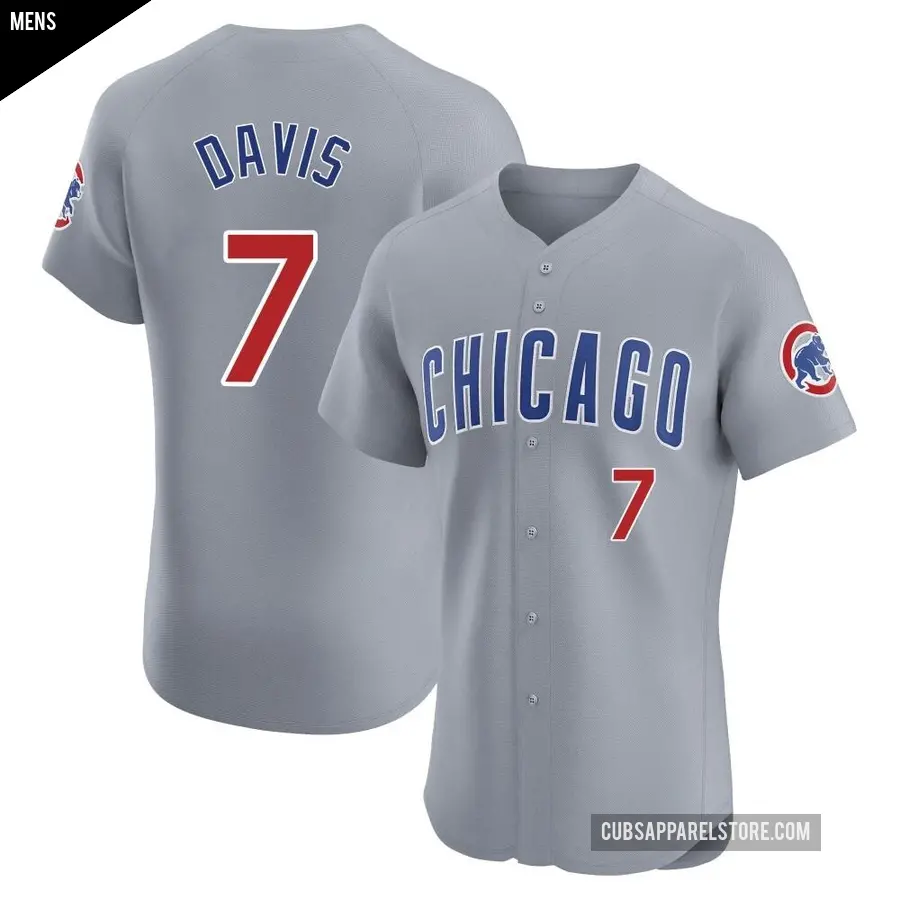 Men's Chicago Cubs ＃7 Jody Davis Elite Gray Road Jersey