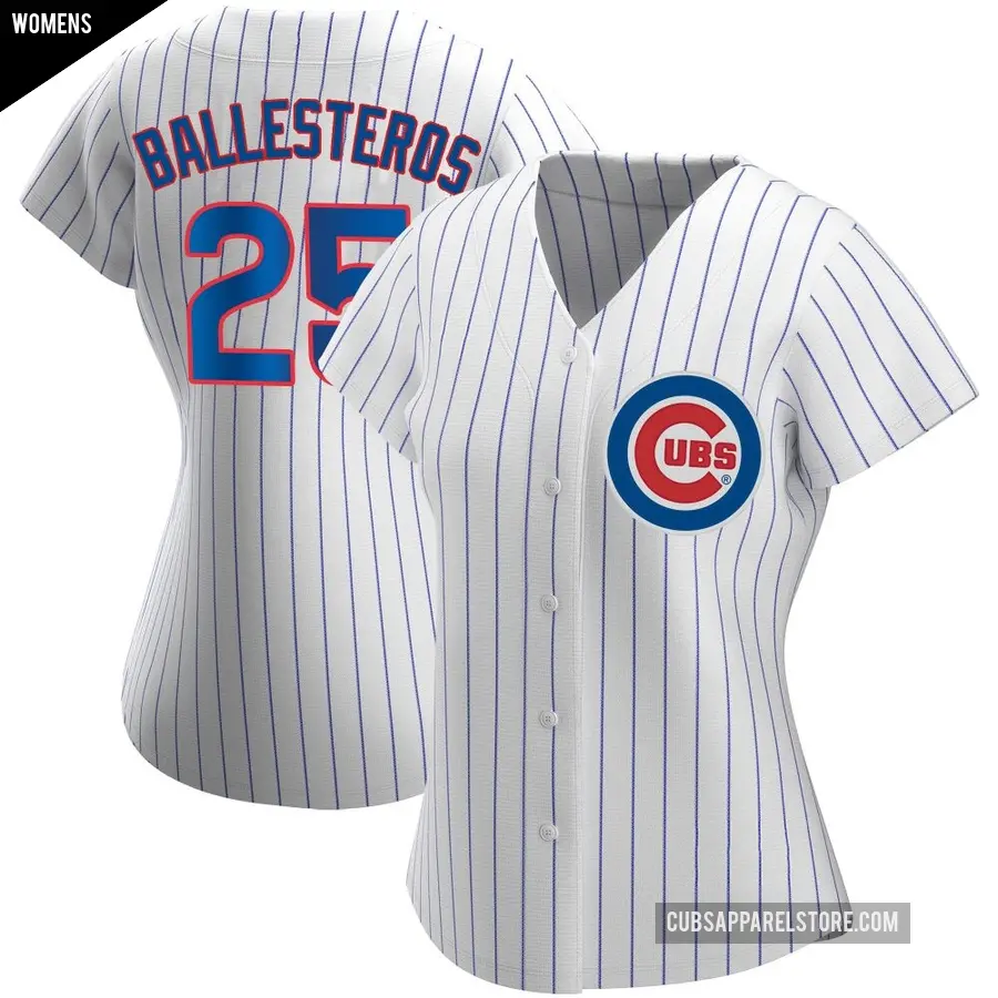 Women's Chicago Cubs ＃25 Moises Ballesteros Authentic White Home Jersey