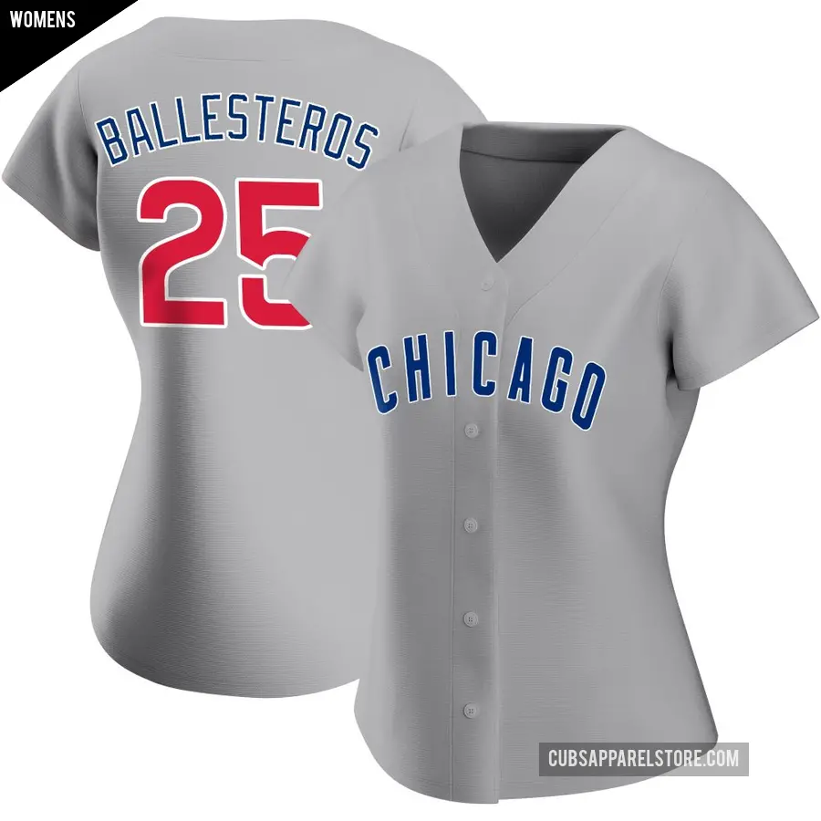 Women's Chicago Cubs ＃25 Moises Ballesteros Replica Gray Road Jersey