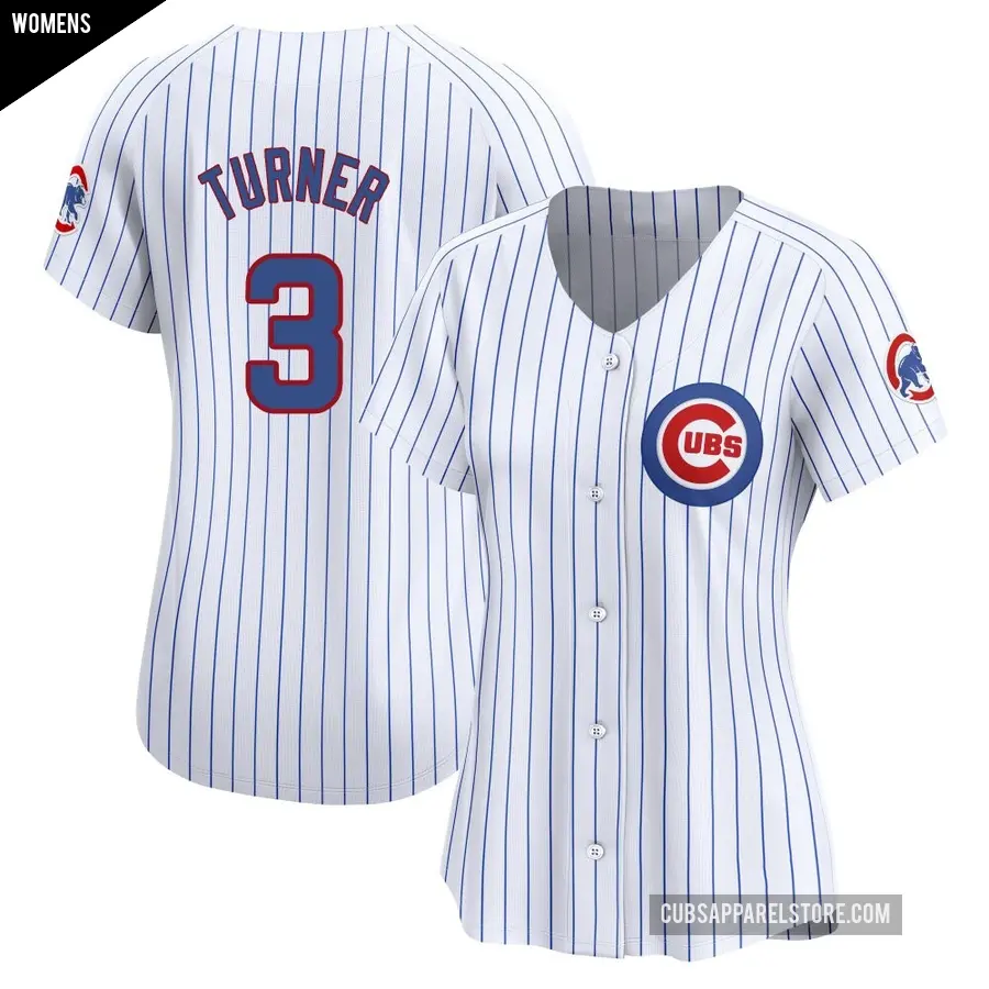 Women's Chicago Cubs ＃3 Justin Turner Limited White Home Jersey
