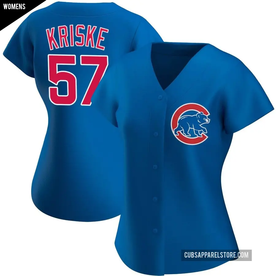 Women's Chicago Cubs ＃57 Brooks Kriske Authentic Royal Alternate Jersey