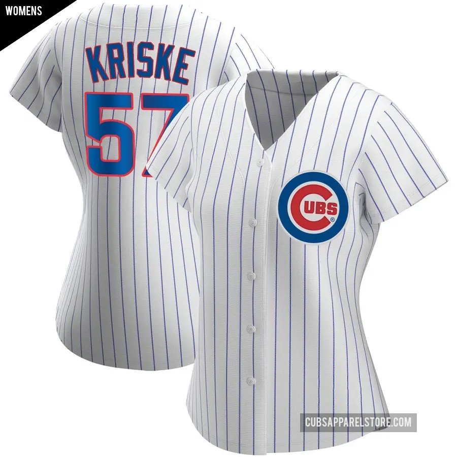 Women's Chicago Cubs ＃57 Brooks Kriske Authentic White Home Jersey