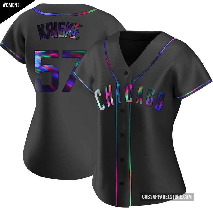 Women's Chicago Cubs ＃57 Brooks Kriske Replica Black Holographic Alternate Jersey