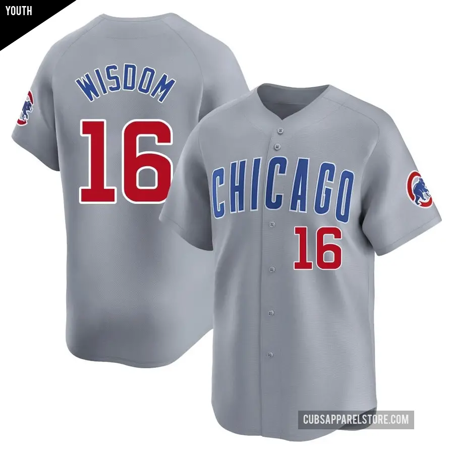 Youth Chicago Cubs ＃16 Patrick Wisdom Limited Gray Road Jersey