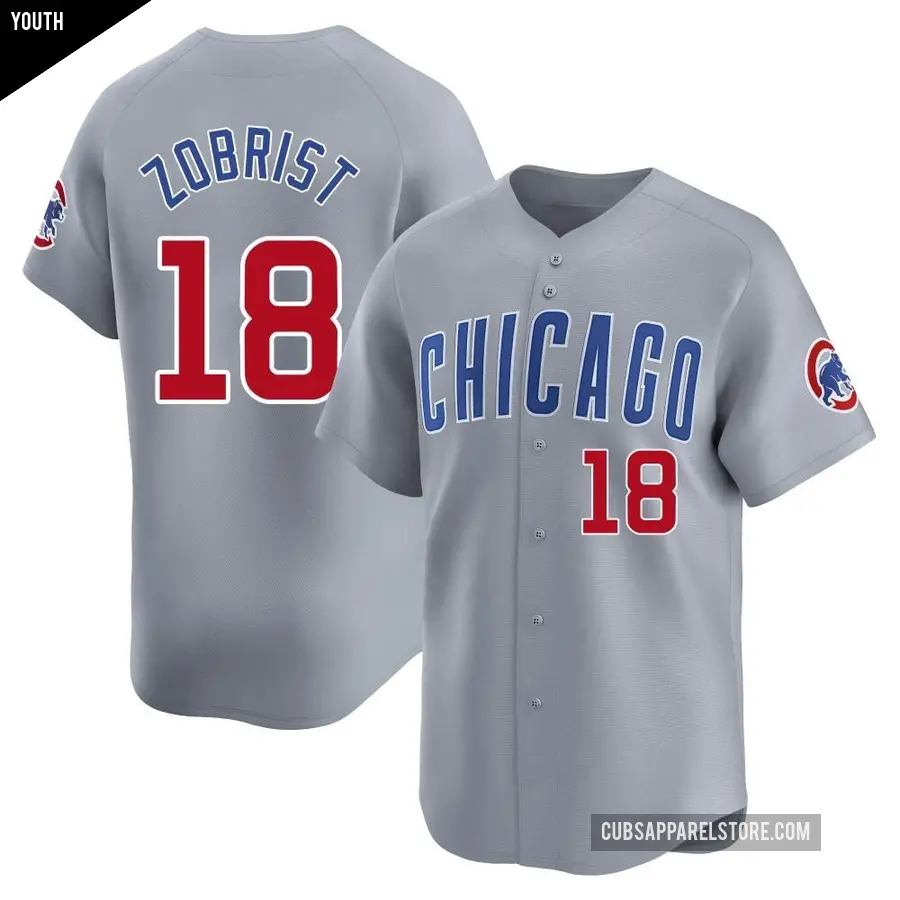 Youth Chicago Cubs ＃18 Ben Zobrist Limited Gray Road Jersey