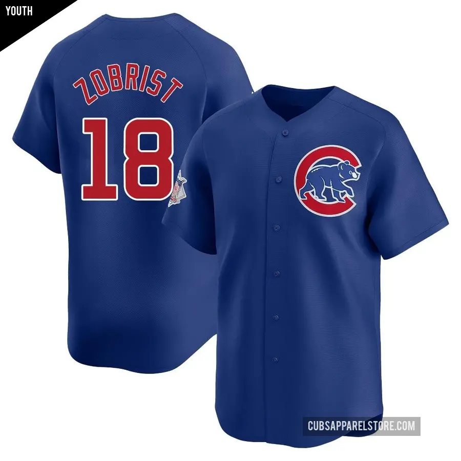 Youth Chicago Cubs ＃18 Ben Zobrist Limited Royal Alternate Jersey