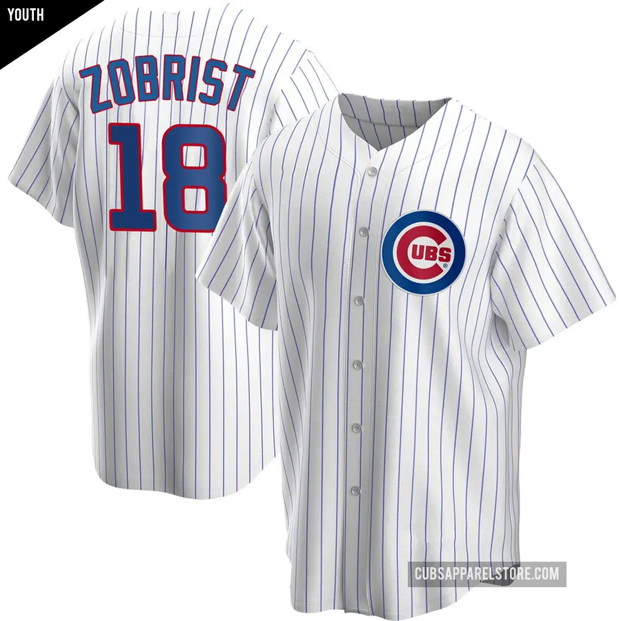 Youth Chicago Cubs &#65283;18 Ben Zobrist Replica White Home Jersey