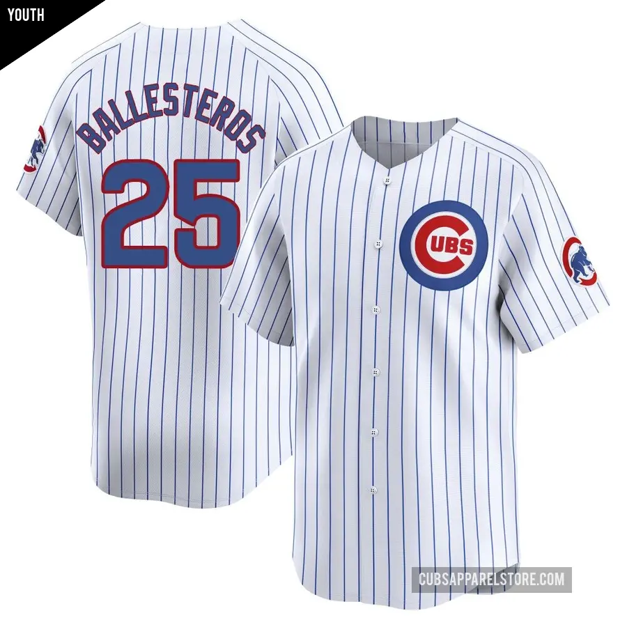 Youth Chicago Cubs ＃25 Moises Ballesteros Limited White Home Jersey