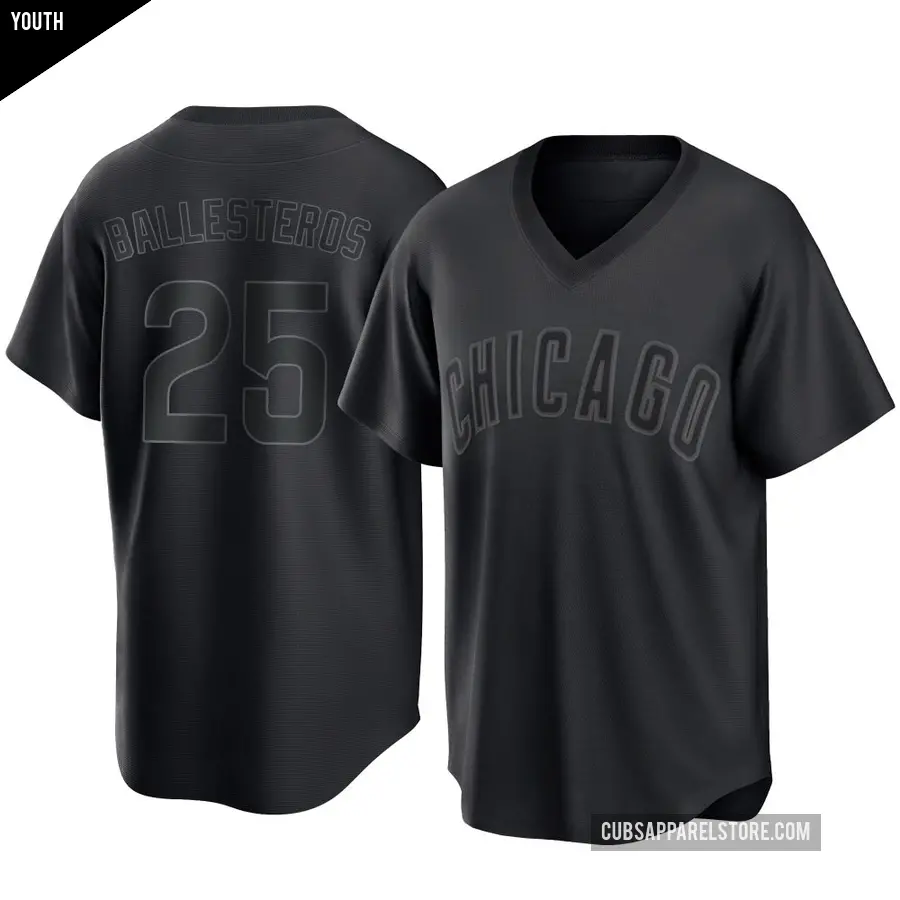 Youth Chicago Cubs ＃25 Moises Ballesteros Replica Black Pitch Fashion Jersey