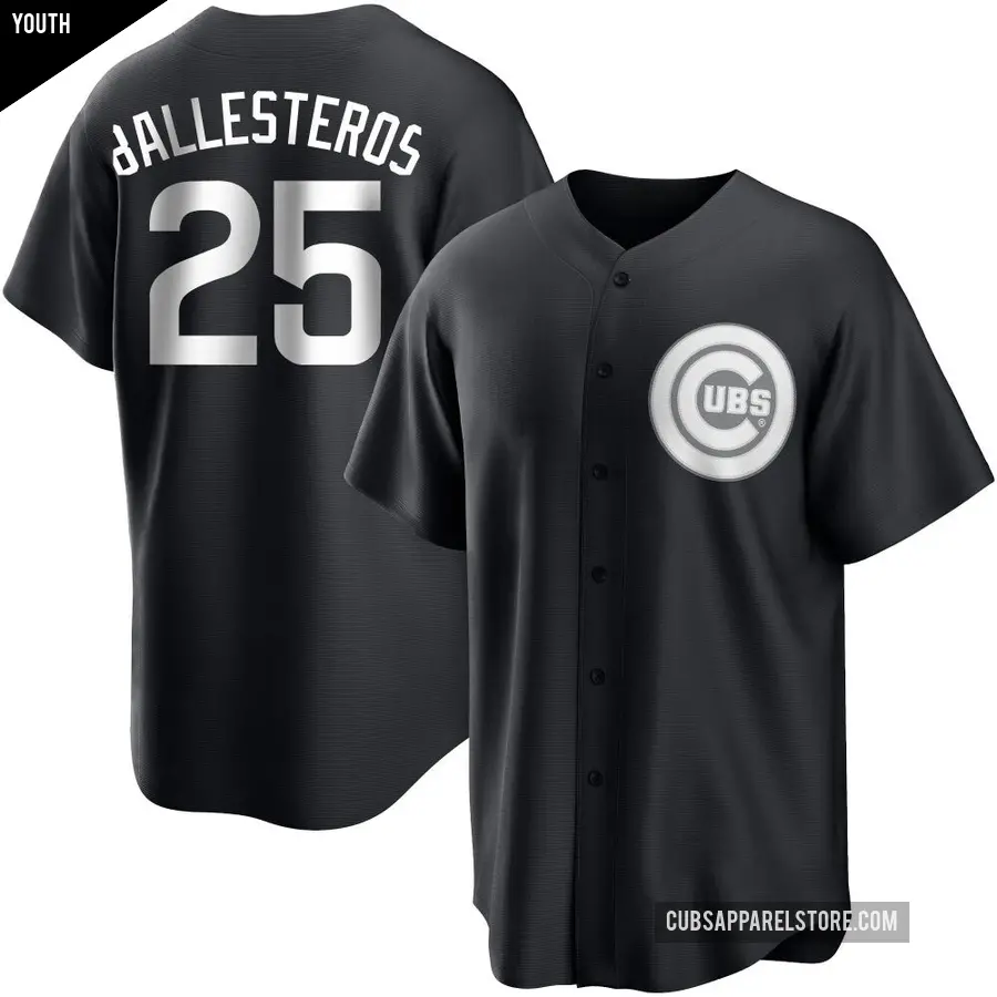 Youth Chicago Cubs ＃25 Moises Ballesteros Replica Black/White Jersey