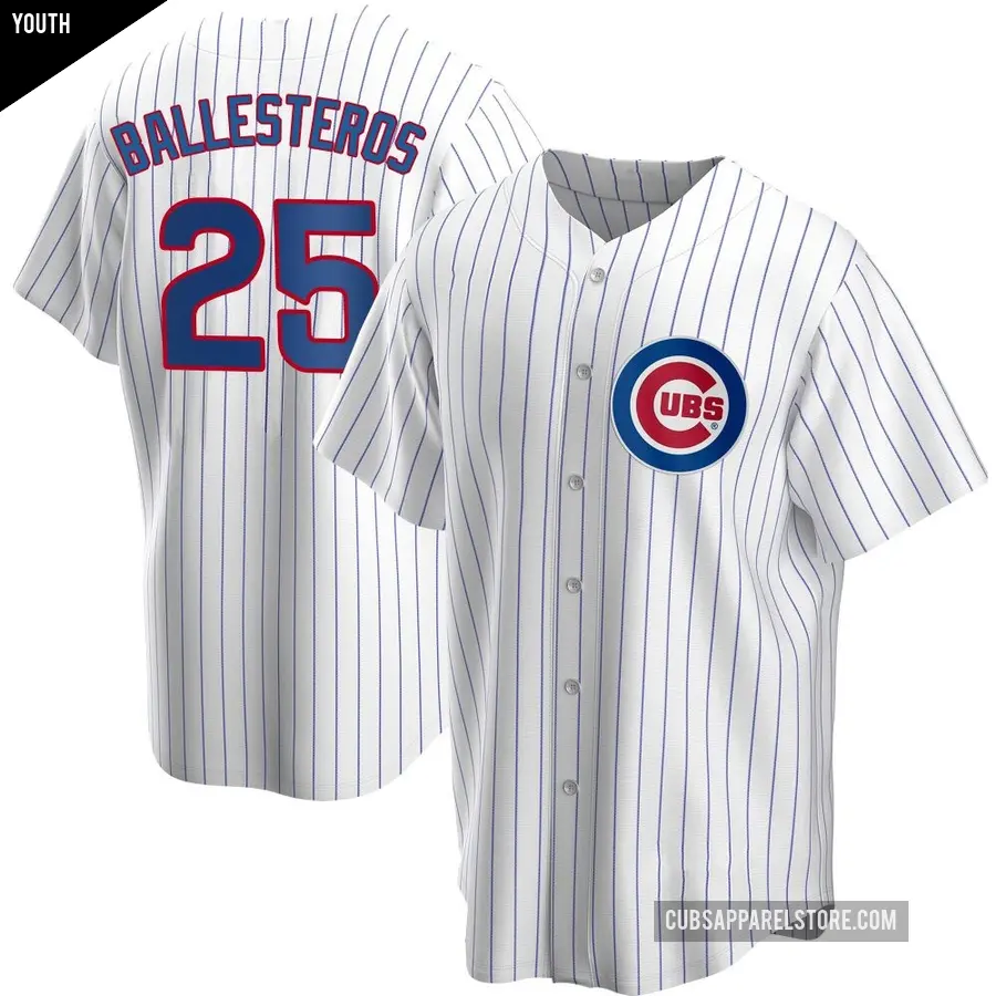 Youth Chicago Cubs ＃25 Moises Ballesteros Replica White Home Jersey
