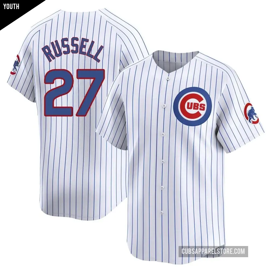 Youth Chicago Cubs ＃27 Addison Russell Limited White Home Jersey