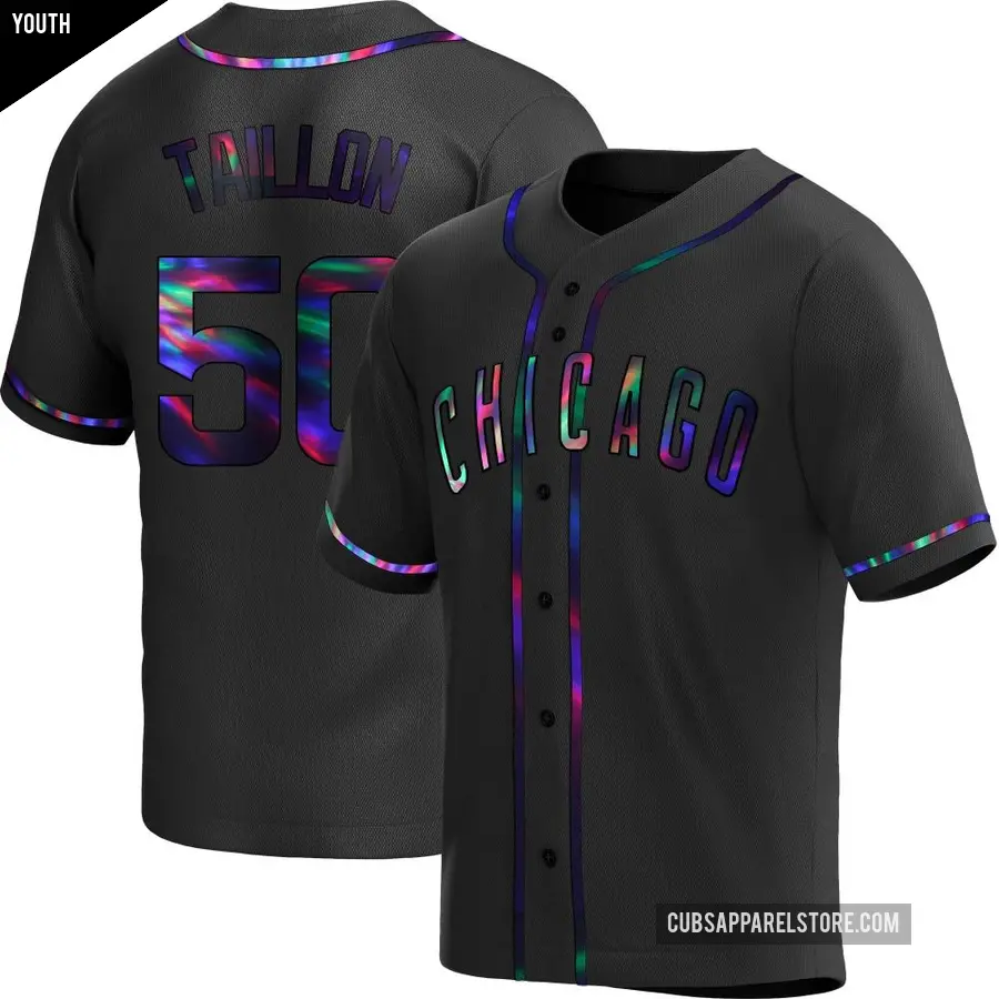 Youth Chicago Cubs &#65283;50 Jameson Taillon Replica Black Holographic Alternate Jersey