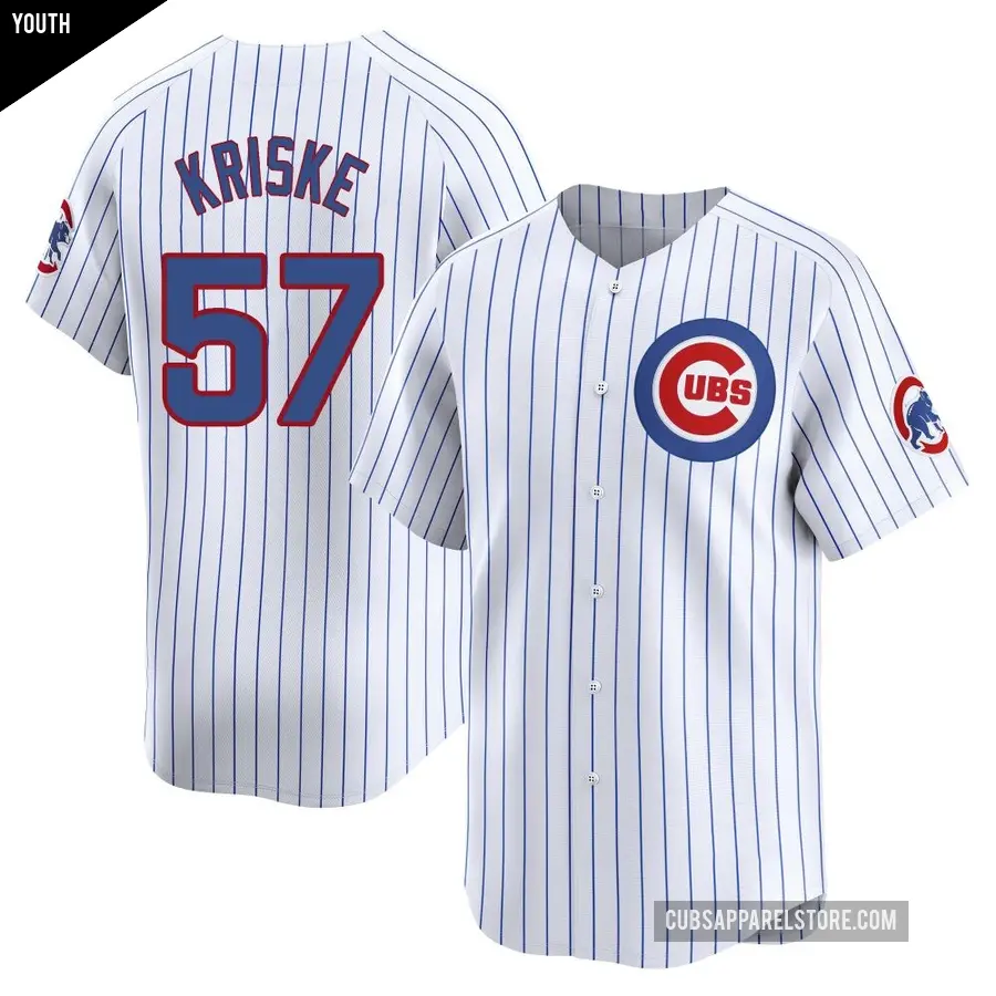 Youth Chicago Cubs ＃57 Brooks Kriske Limited White Home Jersey
