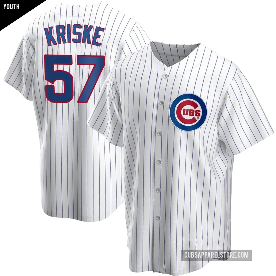 Youth Chicago Cubs ＃57 Brooks Kriske Replica White Home Jersey