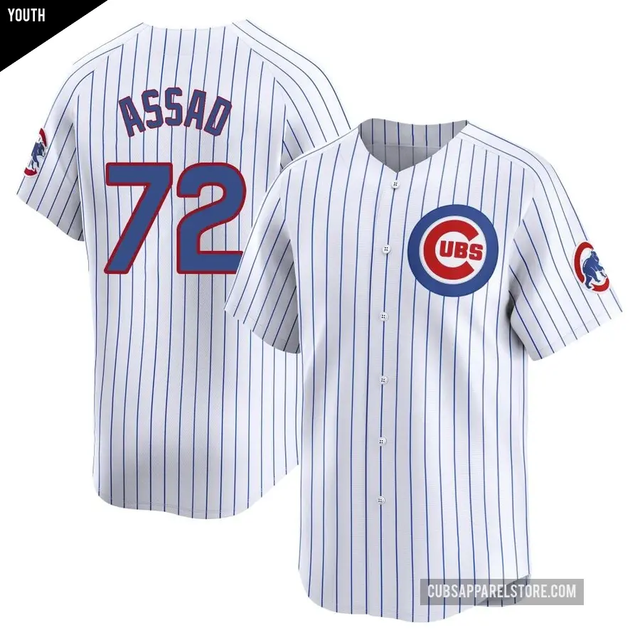 Youth Chicago Cubs ＃72 Javier Assad Limited White Home Jersey